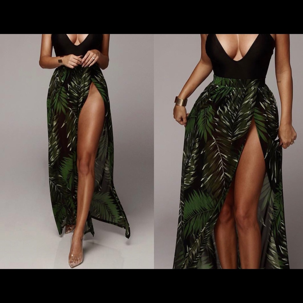 Sheer long cover up skirt